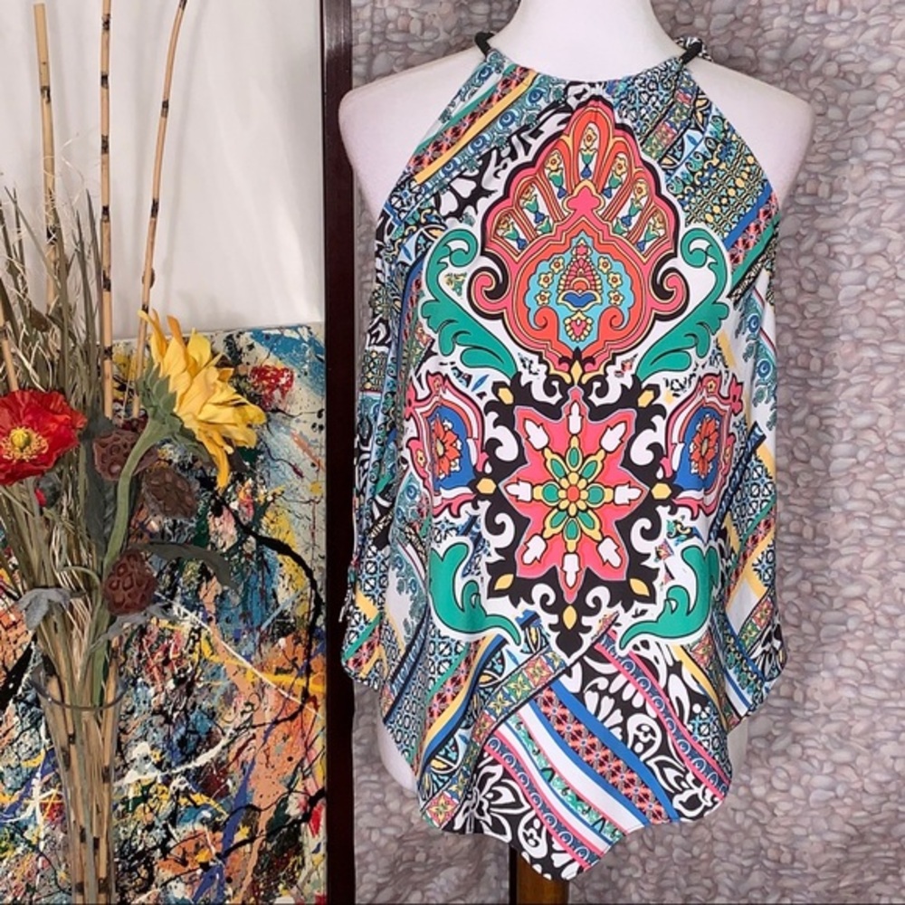 Coco Bianco abstract multicolored sleeveless asymmetric top - Picture 2 of 16